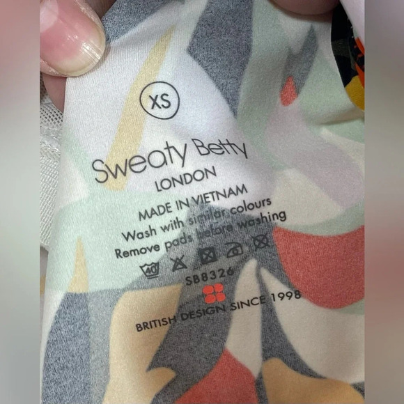 Anthropologie Sweaty Betty Power High Neck Bra Tank Top in Green Frond Print XS - Picture 5 of 10